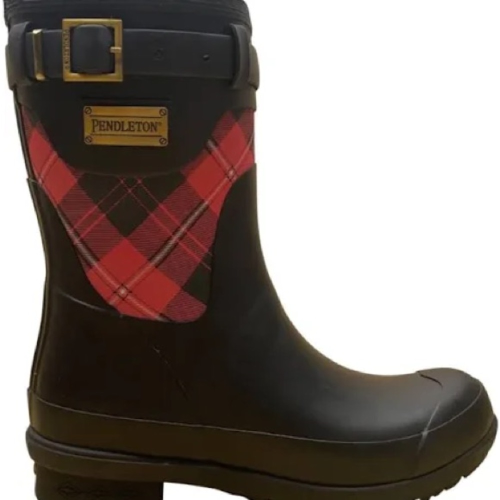 Pendleton Heritage Cunningham size 10 red black plaid scarlet rain boots - Picture 3 of 6